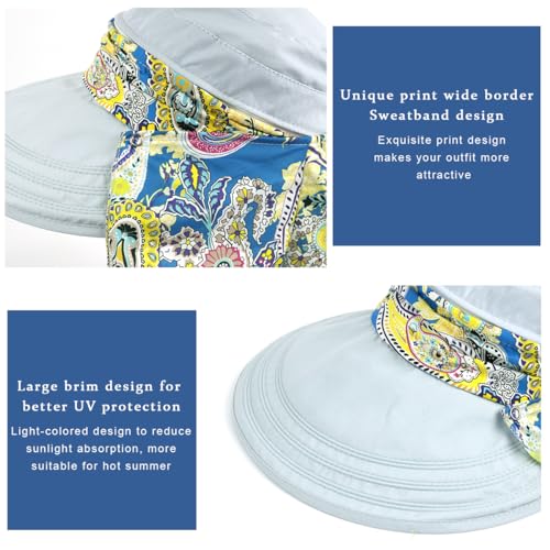 ZORBES® Polyester Wide Brim Sun Hats for Women Beach Foldable UV Protection Summer Cap Travel Holiday Swimming UPF 50+ Blue 2PCS ZORBES® Polyester Wide Brim Sun Hats for Women Beach Foldable UV Protection Summer Cap Travel Holiday Swimming UPF 50+ Blue 2PCS